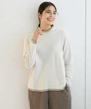NGKAF13170 GIANNI LO GIUDICE(ジャンニ ロ ジュディチェ) [洗える・日本製]ハイネックコットンウェーブリバーカットソー ベージュ