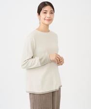 NGKAF14170 GIANNI LO GIUDICE(ジャンニ ロ ジュディチェ) [洗える・日本製]コットンウェーブリバー配色カットソー ベージュ