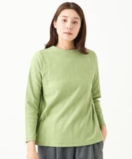 NGKEB53150 GIANNI LO GIUDICE(ジャンニ ロ ジュディチェ) [洗える・日本製]綿麻バイアスチェックジャガードカットソー グリーン