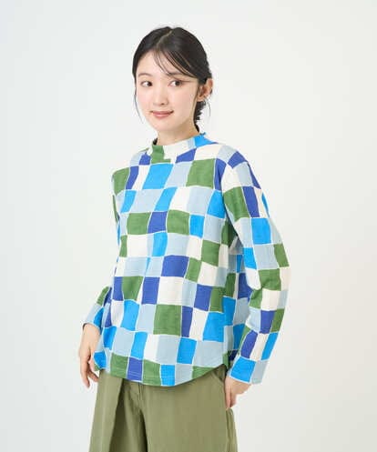 NGKEF16200 GIANNI LO GIUDICE [洗える・日本製]コットン天竺ブロックチェックプリントカットソー