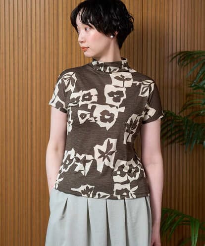 NGKGE51230  [洗える・日本製]アイアスポップフラワープリントカットソー