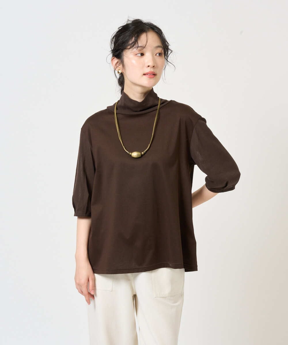 NGKGE52180 GIANNI LO GIUDICE(ジャンニ ロ ジュディチェ) [洗える・日本製]天竺シルケットカットソー ブラウン