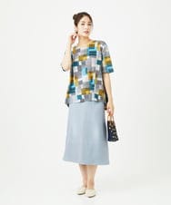 NGKHB32200 GIANNI LO GIUDICE(ジャンニ ロ ジュディチェ) [接触冷感・洗える]ルービックブロックプリント五分袖カットソー ブルー