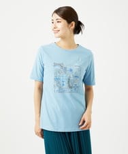 NGKHC06190 GIANNI LO GIUDICE(ジャンニ ロ ジュディチェ) [接触冷感・洗える・日本製]クールローレルスカイコット刺繍カットソー ライトブルー