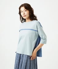 NGKHC22250 GIANNI LO GIUDICE(ジャンニ ロ ジュディチェ) [洗える・日本製]ドッキングコットン天竺カットソー ブルー