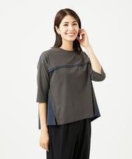 NGKHC22250 GIANNI LO GIUDICE(ジャンニ ロ ジュディチェ) [洗える・日本製]ドッキングコットン天竺カットソー ダークグレー