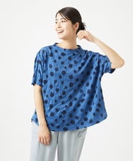 NGKHC72210 GIANNI LO GIUDICE(ジャンニ ロ ジュディチェ) [洗える・日本製]麻混ドットワッシャージャガードカットソー ブルー