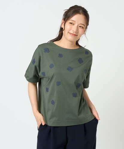 NGKHD02150 GIANNI LO GIUDICE [洗える]天竺フラワー刺繍カットソー