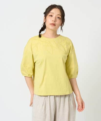 NGKHD66150 GIANNI LO GIUDICE [洗える]ボタニカル刺繍天竺カットソー