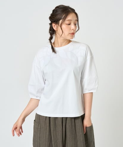 NGKHD66150 GIANNI LO GIUDICE [洗える]ボタニカル刺繍天竺カットソー