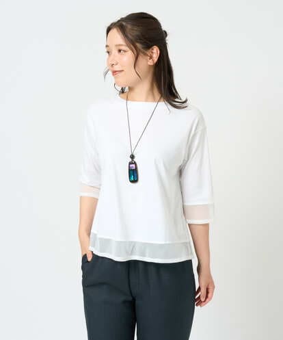 NGKHD67110 GIANNI LO GIUDICE [洗える]チュール切替え天竺カットソー