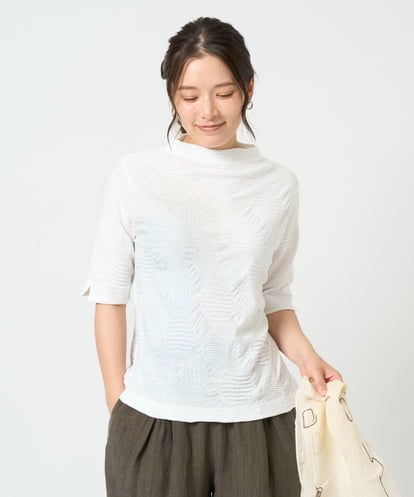 NGKHD68150 GIANNI LO GIUDICE [洗える・日本製]ドットタックハイネックカットソー