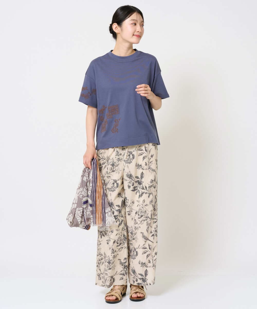 NGKHE61170 GIANNI LO GIUDICE(ジャンニ ロ ジュディチェ) 【洗える】コットン天竺刺繍カットソー ラベンダー