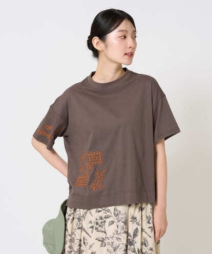 NGKHE61170 GIANNI LO GIUDICE 【洗える】コットン天竺刺繍カットソー