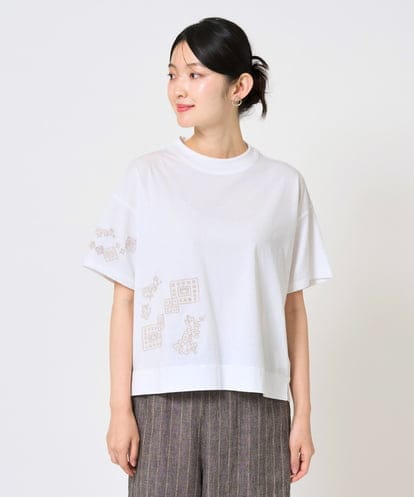 NGKHE61170 GIANNI LO GIUDICE 【洗える】コットン天竺刺繍カットソー