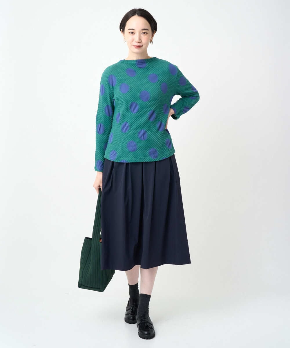 NGKJC03230 GIANNI LO GIUDICE(ジャンニ ロ ジュディチェ) [洗える・日本製]強撚コットンドットカットソー グリーン