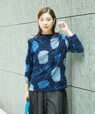 NGKJC25230 GIANNI LO GIUDICE(ジャンニ ロ ジュディチェ) [洗える・日本製]キャッチワッシャージャガードクルーネックカットソー ネイビー