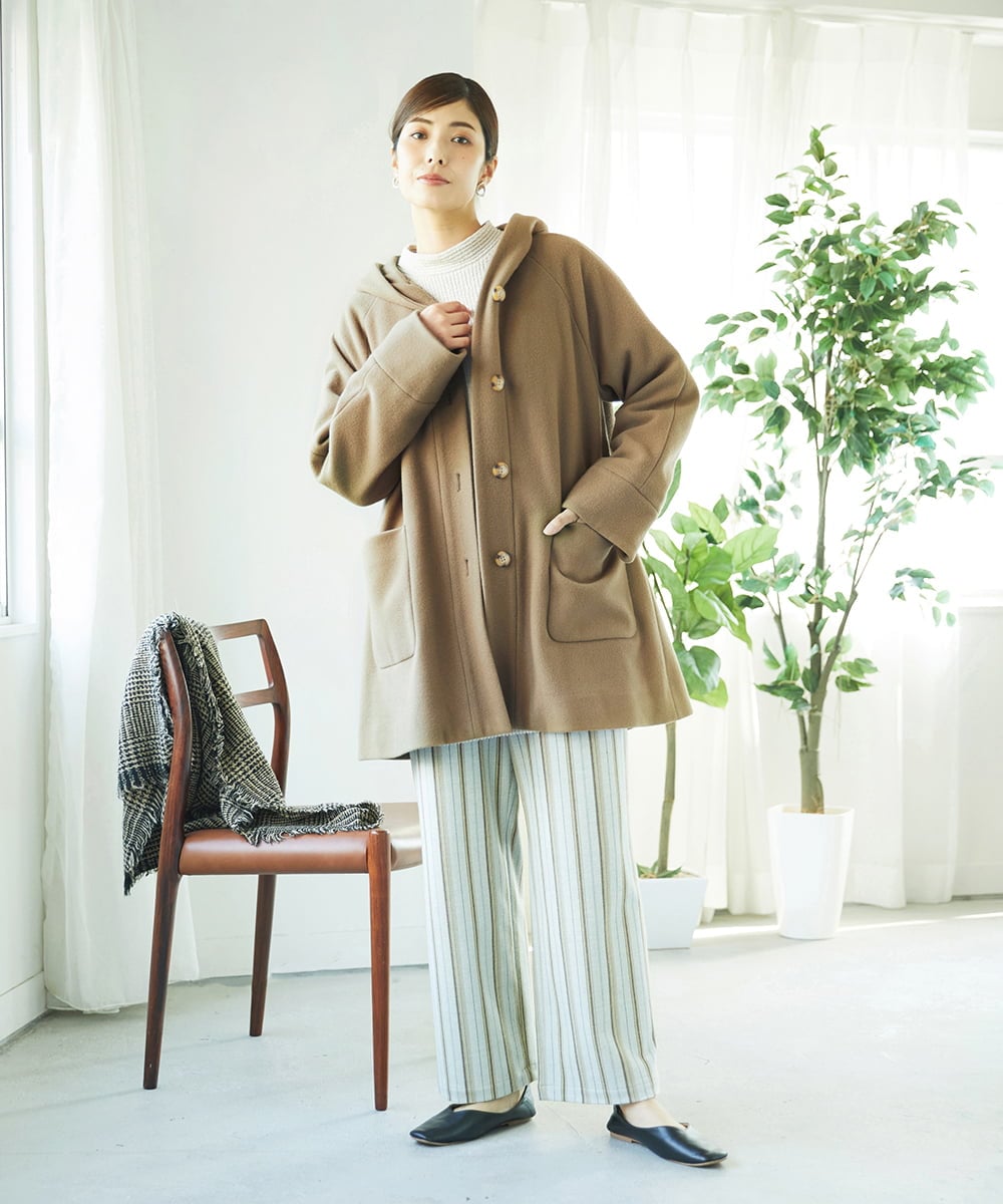 NGLAE22270 GIANNI LO GIUDICE(ジャンニ ロ ジュディチェ) [洗える・日本製]レーヨン混ストレッチストライプパンツ ライトグレー