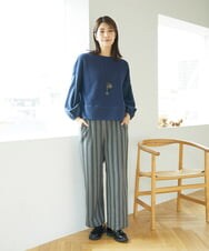 NGLAE22270 GIANNI LO GIUDICE(ジャンニ ロ ジュディチェ) [洗える・日本製]レーヨン混ストレッチストライプパンツ ダークグレー