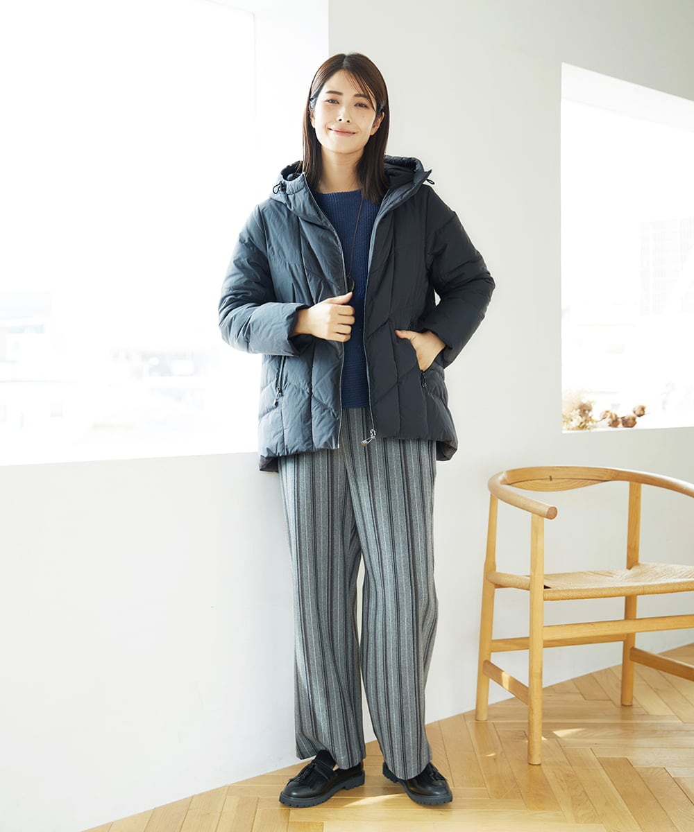 NGLAE22270 GIANNI LO GIUDICE(ジャンニ ロ ジュディチェ) [洗える・日本製]レーヨン混ストレッチストライプパンツ ダークグレー