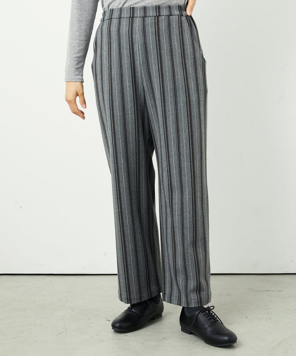 NGLAE22270 GIANNI LO GIUDICE(ジャンニ ロ ジュディチェ) [洗える・日本製]レーヨン混ストレッチストライプパンツ ダークグレー