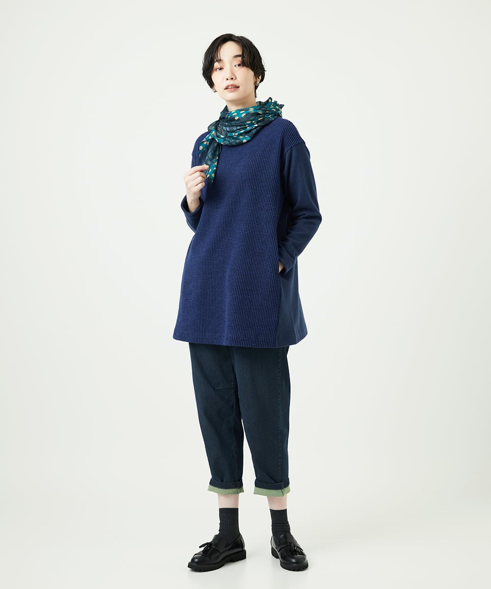 NGPAE20360 GIANNI LO GIUDICE(ジャンニ ロ ジュディチェ) [洗える]コットンスラブインレーチュニックカットソー ネイビー