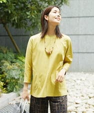 NGPGA52260 GIANNI LO GIUDICE(ジャンニ ロ ジュディチェ) [洗える]アンチスウェットステッチ刺繍チュニックカットソー イエロー