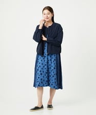 NGPHA11330 GIANNI LO GIUDICE(ジャンニ ロ ジュディチェ) [洗える・日本製]麻混ドットワッシャージャガードワンピース ブルー