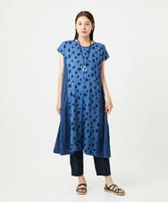 NGPHA11330 GIANNI LO GIUDICE(ジャンニ ロ ジュディチェ) [洗える・日本製]麻混ドットワッシャージャガードワンピース ブルー