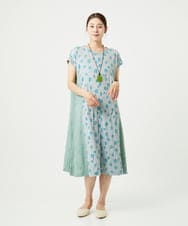 NGPHA11330 GIANNI LO GIUDICE(ジャンニ ロ ジュディチェ) [洗える・日本製]麻混ドットワッシャージャガードワンピース ライトグレー