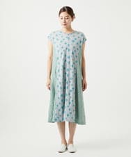 NGPHA11330 GIANNI LO GIUDICE(ジャンニ ロ ジュディチェ) [洗える・日本製]麻混ドットワッシャージャガードワンピース ライトグレー