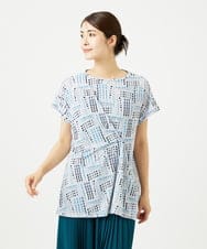 NGPJB01220 GIANNI LO GIUDICE(ジャンニ ロ ジュディチェ) [接触冷感・洗える]ラインドットプリントチュニック ブルー