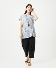 NGPJB01220 GIANNI LO GIUDICE(ジャンニ ロ ジュディチェ) [接触冷感・洗える]ラインドットプリントチュニック ブルー