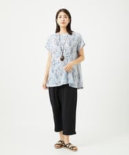 NGPJB01220 GIANNI LO GIUDICE(ジャンニ ロ ジュディチェ) [接触冷感・洗える]ラインドットプリントチュニック ブルー