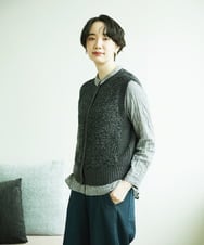 NGSAD01330 GIANNI LO GIUDICE(ジャンニ ロ ジュディチェ) [洗える]IMPラメファーニットベスト ブラック