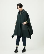 NGSAE10430 GIANNI LO GIUDICE(ジャンニ ロ ジュディチェ) [洗える]キルトドッキングニットポンチョ カーキ
