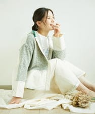 NGSEF12390 GIANNI LO GIUDICE(ジャンニ ロ ジュディチェ) [洗える]綿麻ニットジャケット グリーン