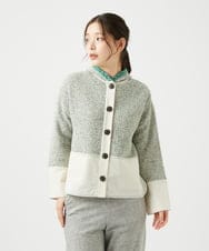 NGSEF12390 GIANNI LO GIUDICE(ジャンニ ロ ジュディチェ) [洗える]綿麻ニットジャケット グリーン