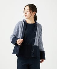 NGSEF12390 GIANNI LO GIUDICE(ジャンニ ロ ジュディチェ) [洗える]綿麻ニットジャケット ブルー