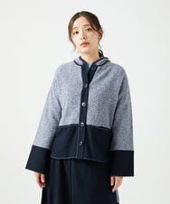NGSEF12390 GIANNI LO GIUDICE(ジャンニ ロ ジュディチェ) [洗える]綿麻ニットジャケット ブルー