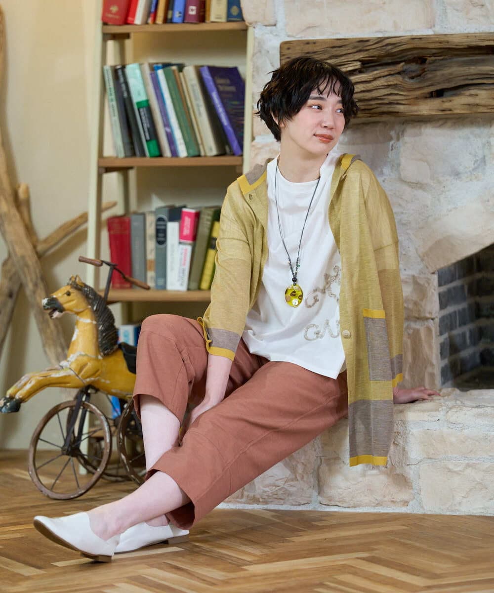 NGSGE50330 GIANNI LO GIUDICE(ジャンニ ロ ジュディチェ) [洗える]LEVITAロングカーディガン マスタード