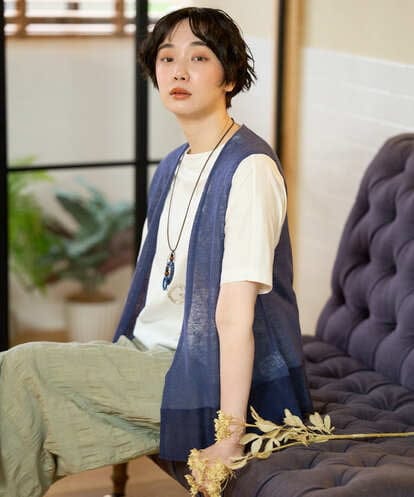 NGSGE55230 GIANNI LO GIUDICE [洗える]麻ナイロンジレ