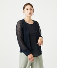 NGSHA10240 GIANNI LO GIUDICE(ジャンニ ロ ジュディチェ) [洗える]透かし柄ニットカーディガン ネイビー