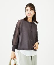 NGSHB30230 GIANNI LO GIUDICE(ジャンニ ロ ジュディチェ) [洗える]ペーパーヤーンニットカーディガン ブラウン