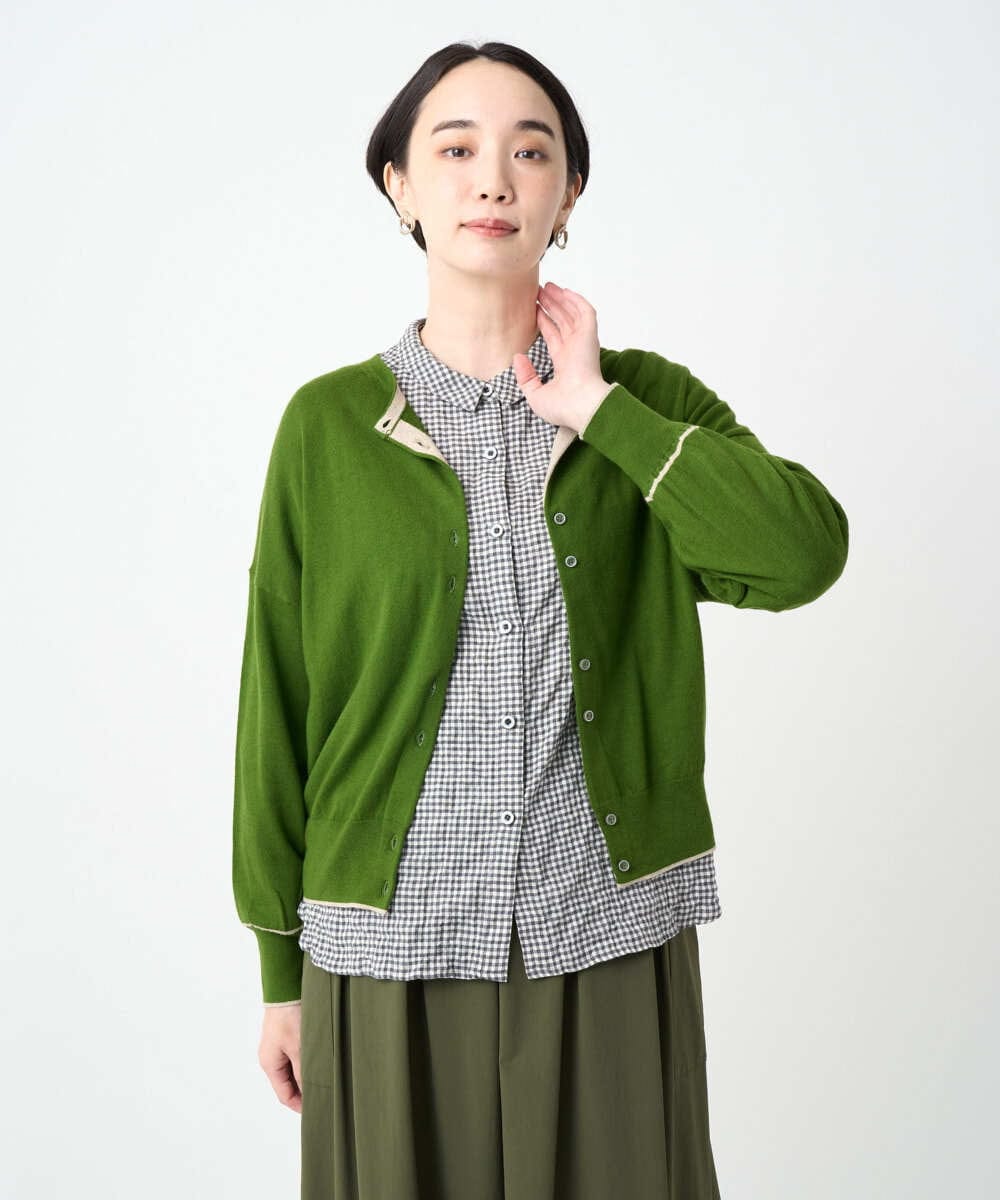 NGSJB20250 GIANNI LO GIUDICE(ジャンニ ロ ジュディチェ) [洗える]シルク混ニットカーディガン グリーン