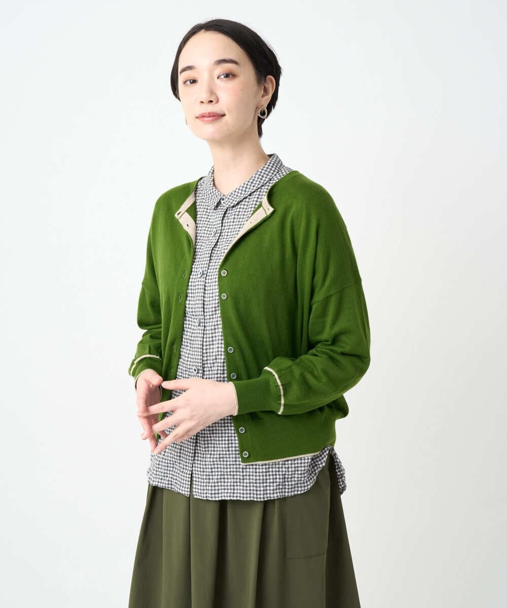 NGSJB20250 GIANNI LO GIUDICE(ジャンニ ロ ジュディチェ) [洗える]シルク混ニットカーディガン グリーン