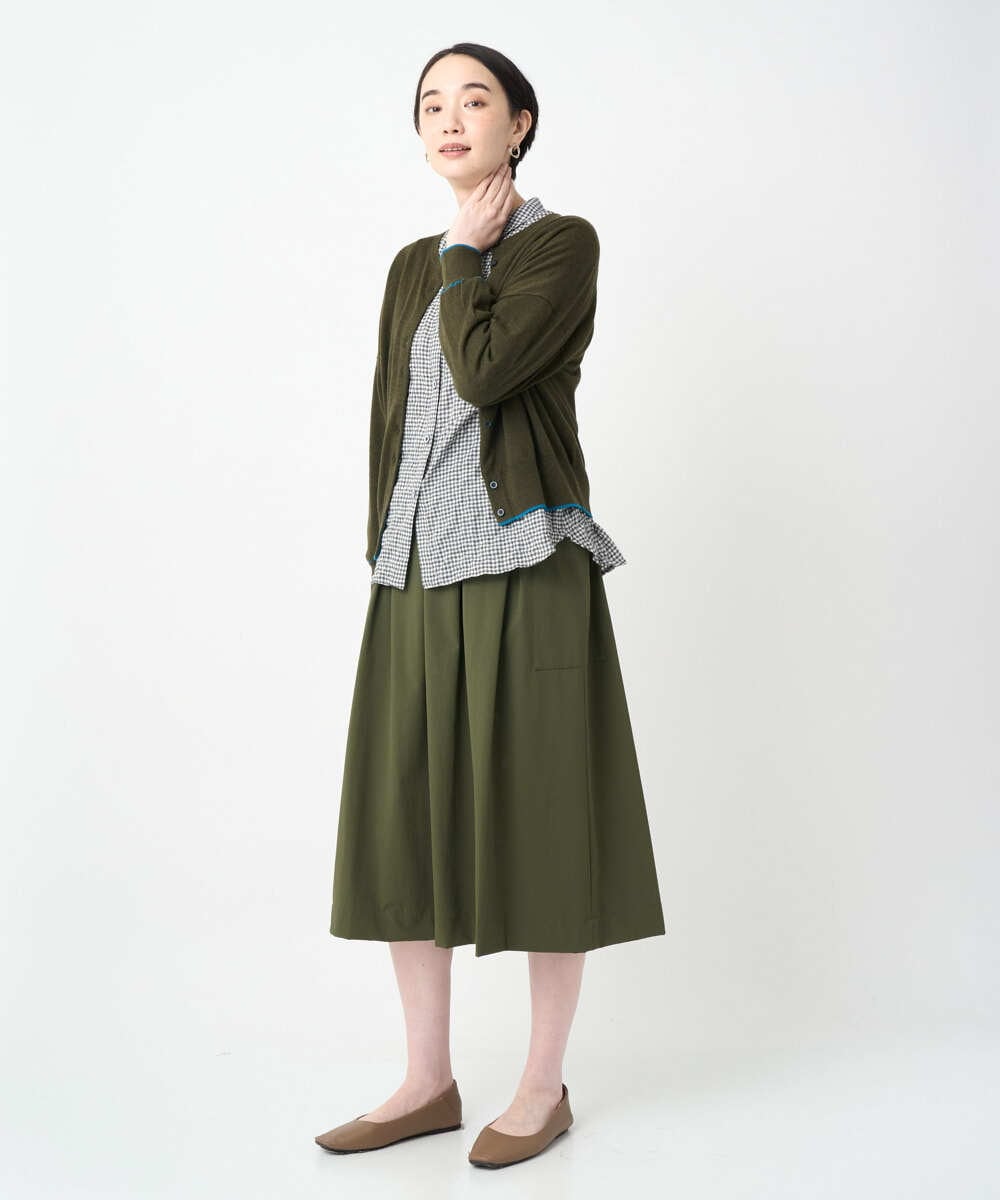 NGSJB20250 GIANNI LO GIUDICE(ジャンニ ロ ジュディチェ) [洗える]シルク混ニットカーディガン ダークカーキ