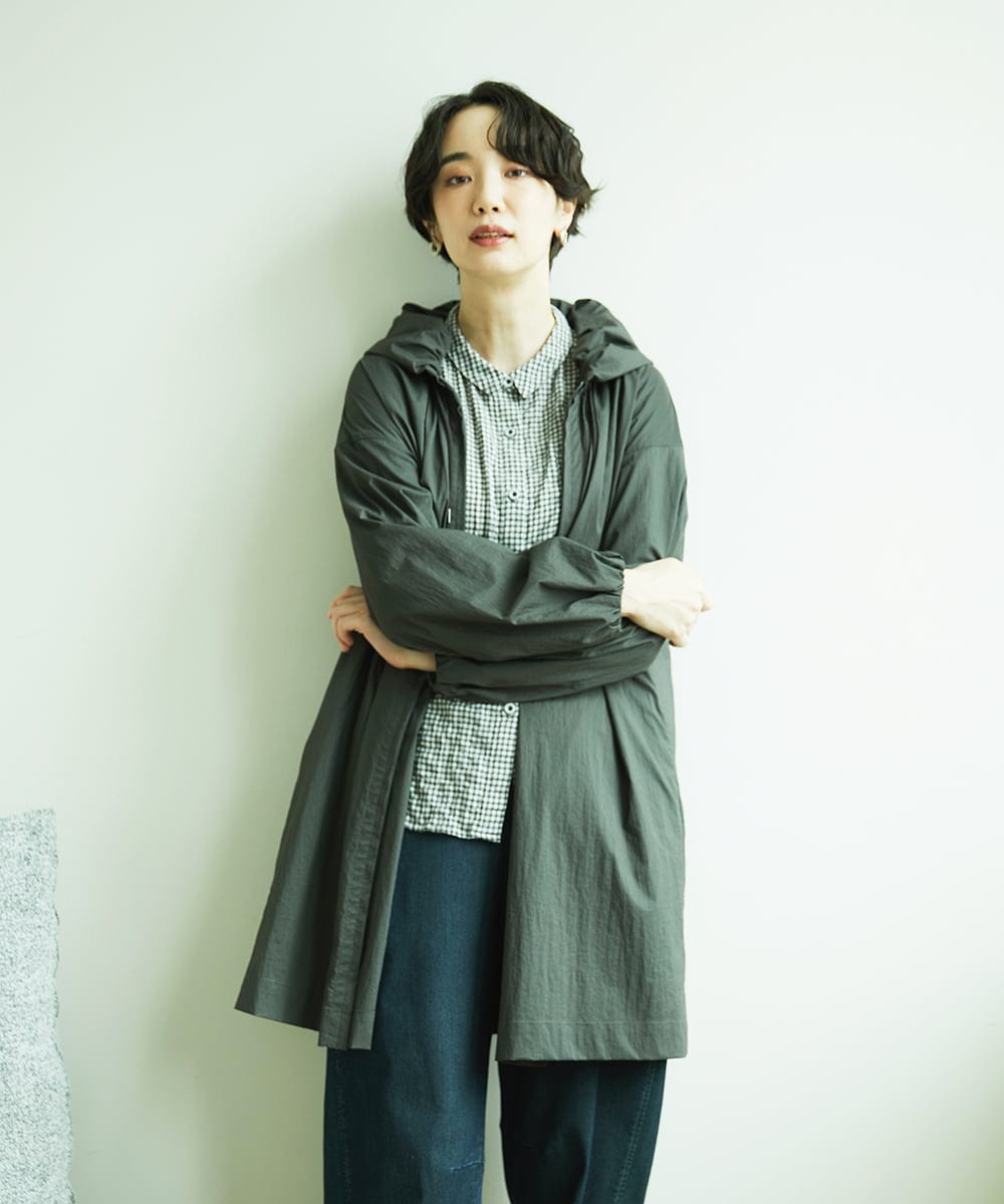 NGUAF01390 GIANNI LO GIUDICE(ジャンニ ロ ジュディチェ) [洗える]マイクロストライプストレッチコート カーキ