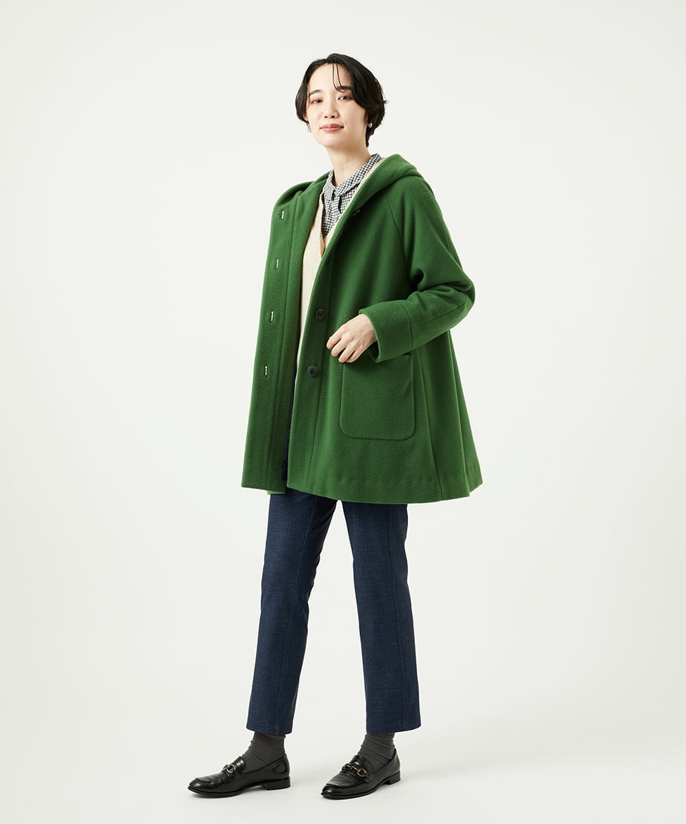 NGVAE32590 GIANNI LO GIUDICE(ジャンニ ロ ジュディチェ) ウールモッサフーディーコート グリーン