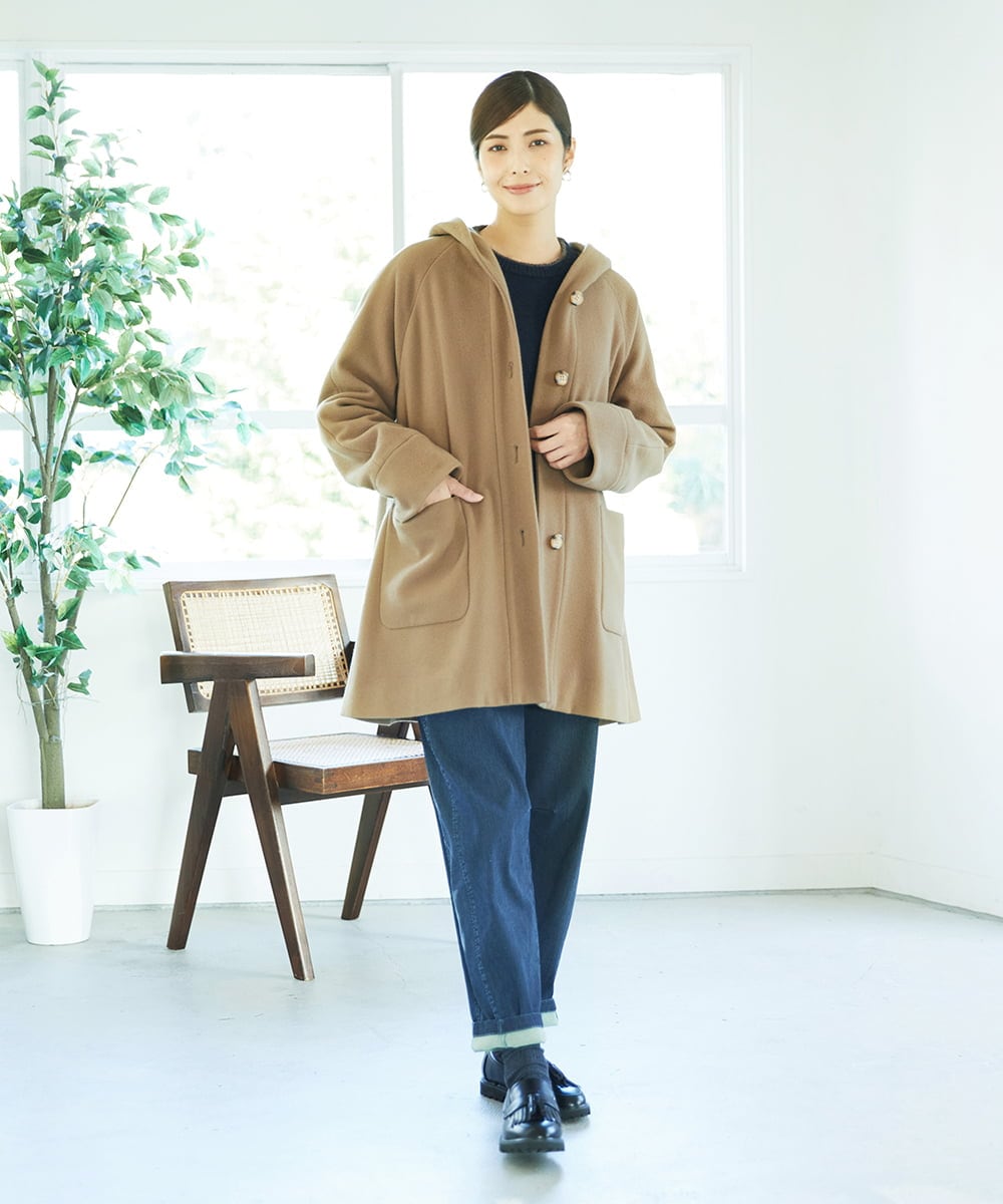 NGVAE32590 GIANNI LO GIUDICE(ジャンニ ロ ジュディチェ) ウールモッサフーディーコート ベージュ